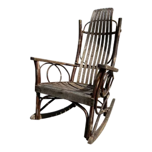 Antique Hand Made Rustic Hickory & Twig Rocking Chair