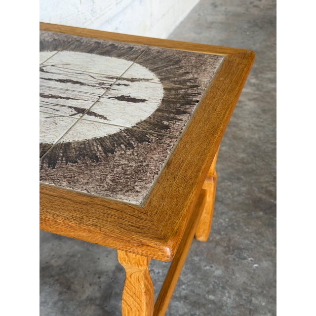 Oak Tile End Table With Inset Ceramic Top Danish Mid-Century Modern 1960s For Sale In Los Angeles - Image 6 of 11