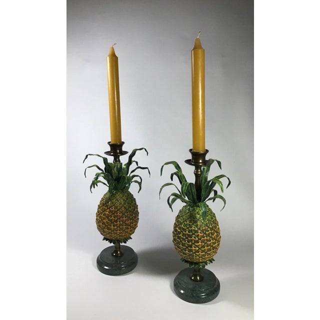 Modern 1990’s Petite Choses Pineapple Candlsticks - a Pair For Sale - Image 3 of 9