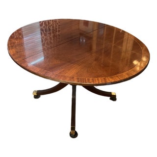 1980s Baker Furniture Historic Charleston Georgian Banded Mahogany Pedestal Dining Table For Sale