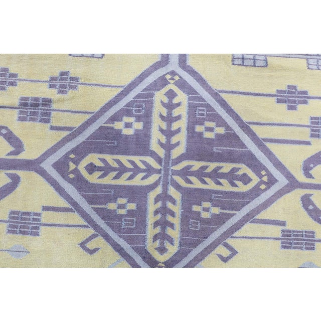 Sand Doris Leslie Blau Vintage Dhurrie Pale Sand With Lavender Flatweave Cotton Rug For Sale - Image 8 of 11