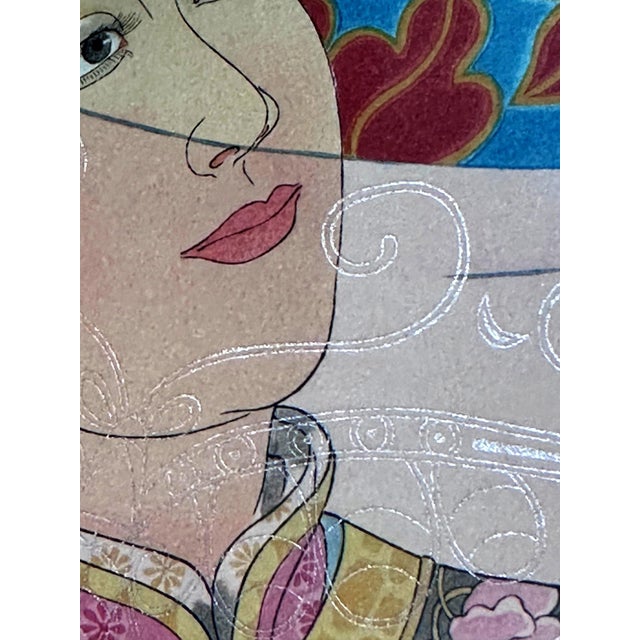 Japonisme Framed Japanese Woodblock Print Les Perles by Paul Jacoulet For Sale - Image 3 of 16