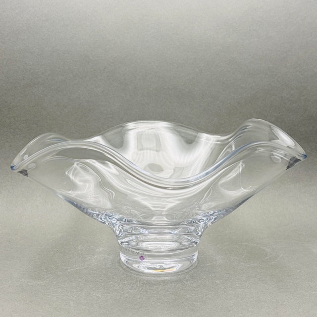 Contemporary Vintage Simon Pearce “Chelsea” Clear Crystal Bowl Handcrafted in America For Sale - Image 3 of 10