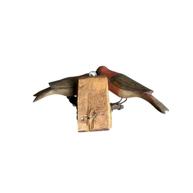 Austrian Folk Art Carved Wood Bird Pair #82, 1930s For Sale - Image 4 of 4