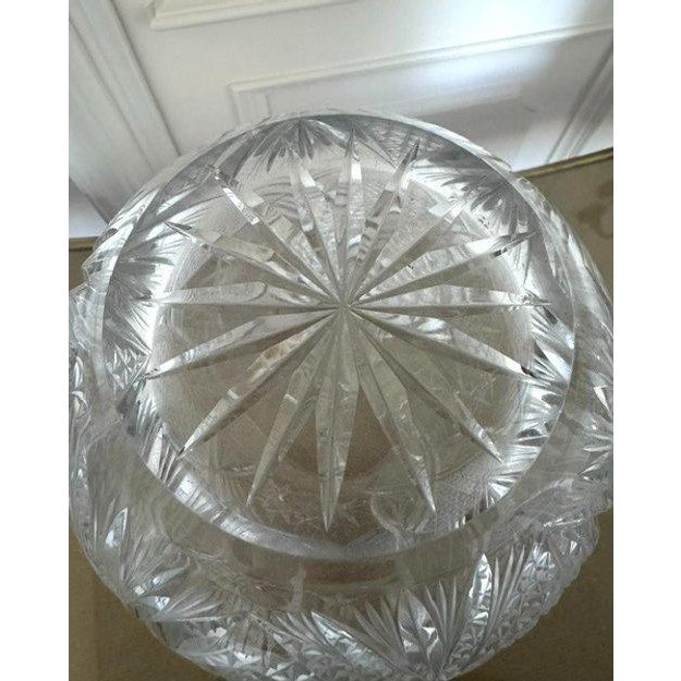 Large Sklárny Bohemia Poděbrady Hand-Cut Lead Crystal Vase, Czechoslovakia, C. 70s-80s For Sale - Image 4 of 10