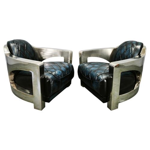 Aviator Lounge Chairs in Leather and Steel from Timothy Oulton, 1990s, Set of 2 For Sale - Image 13 of 13