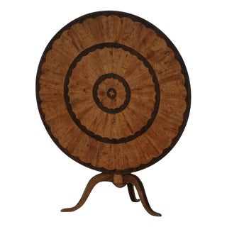 Antique Round Folding Table in Burl Wood, Sweden, Early 19th Century For Sale