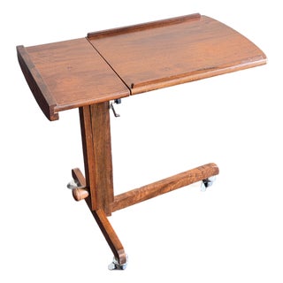 1970s Scandinavian Modern Danish Modern Rosewood Rolling Tray Table Adjustable MCM Laptop Side Table For Sale