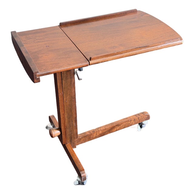 1970s Scandinavian Modern Danish Modern Rosewood Rolling Tray Table Adjustable MCM Laptop Side Table For Sale