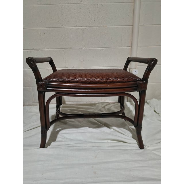 Pair of Rattan Benches Made in Phillipines Tobacco Brown For Sale - Image 10 of 12