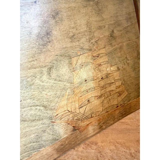 Vintage Wood Lampshade With Ship Carving For Sale - Image 11 of 12