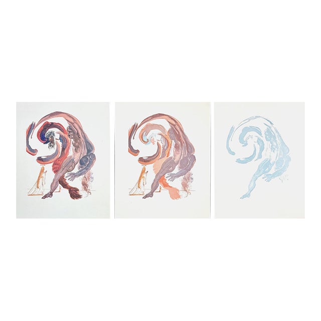 1960s Salvador Dali Divine Comedy Purgatory Canto 18 Decomposition - Set of 3 For Sale