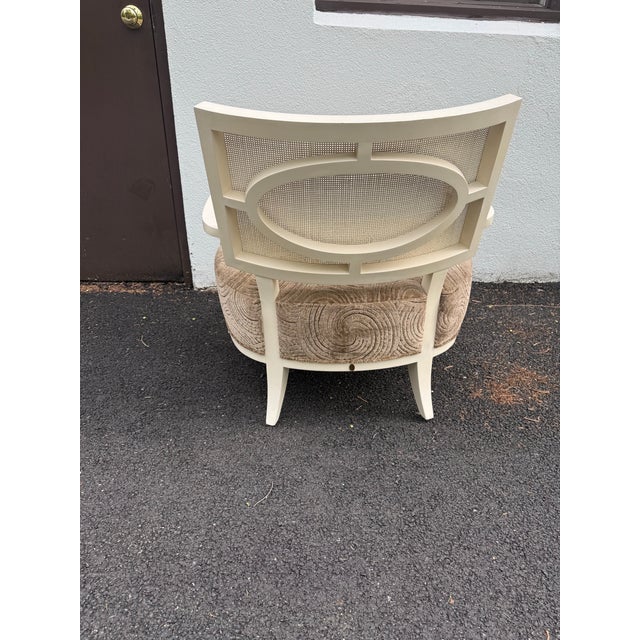 Contemporary 1990s Barbara Barry for Henredon Cane Back Side Chair With Barbara Barry for Kravet Couture Velvet Seat For Sale - Image 3 of 12