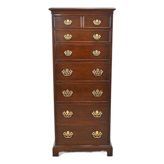 Drexel Georgian Lingerie Chest With Chippendale Brass Pulls For Sale