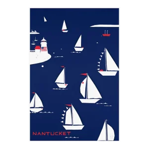 Nantucket Regatta Navy Fine Art Print by Liz Roache