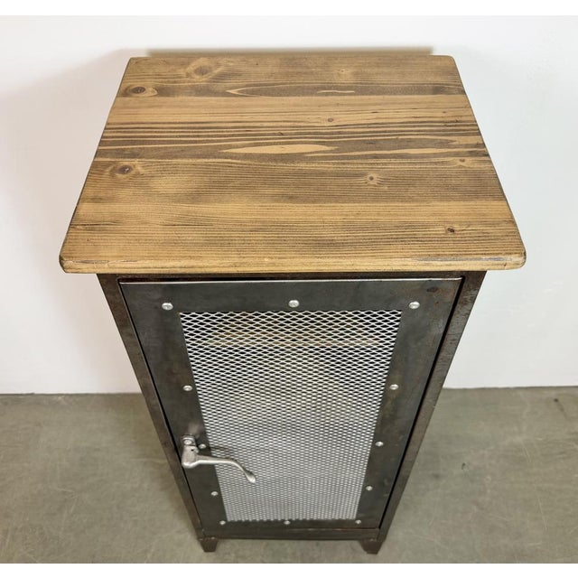 Mid-Century Modern Industrial Iron Cabinet with Mesh Door, 1960s For Sale - Image 3 of 15