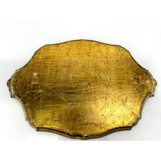 1970s Vintage Hand-Painted Italian Florentine Wood Tray For Sale - Image 9 of 9
