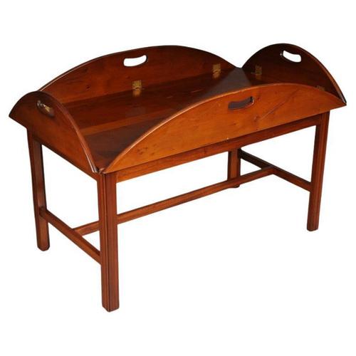 Antique English Captains Coffee Table in Yew Tree For Sale - Image 9 of 9