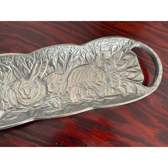 Ralph Lauren Home Vintage Cast Aluminum Rabbit Serving Tray With Handles For Sale - Image 4 of 7