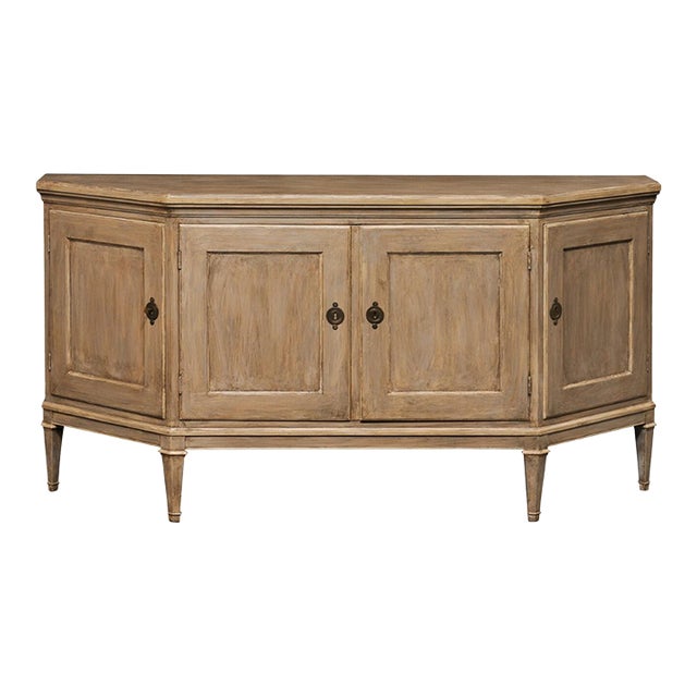 Italian Inspired 4-Door Credenza Cabinet For Sale