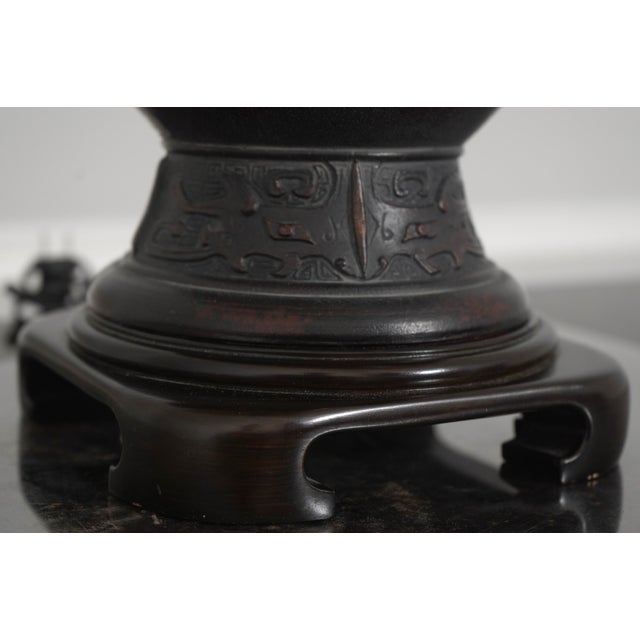 Bronze 1990s Wildwood Chinese Design Bronze Urn Table Lamp For Sale - Image 8 of 12