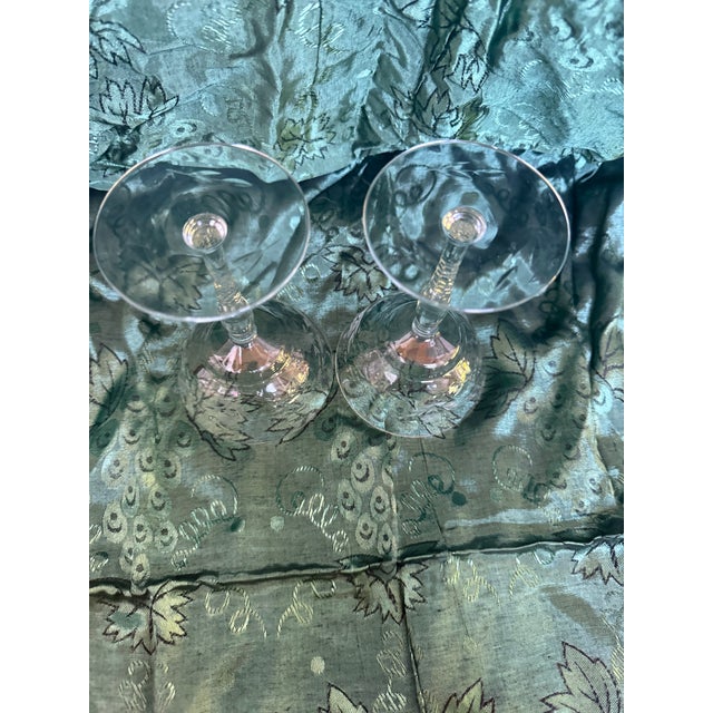 1930s Elegant Stem Etched Crystal Glass - 2pc For Sale In Los Angeles - Image 6 of 6