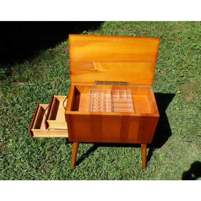 Vintage Mid Century Sewing Stand End Table Nightstand For Sale In Boston - Image 6 of 14