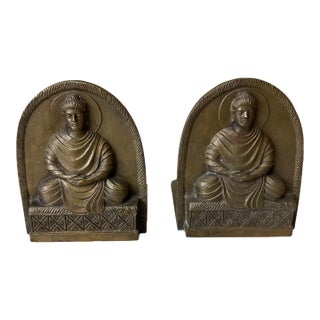 Pair of Antique Tiffany Studio New York Bronze Buddha Bookends No. 1025. For Sale