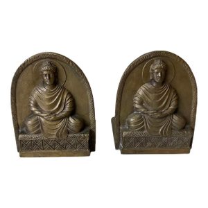 Pair of Antique Tiffany Studio New York Bronze Buddha Bookends No. 1025.