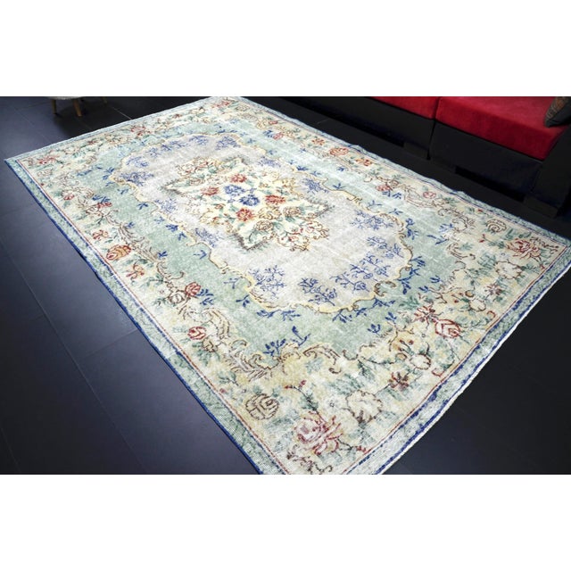 Oversize Vintage Floral Design Turkish Handmade Area Rug For Sale - Image 4 of 11