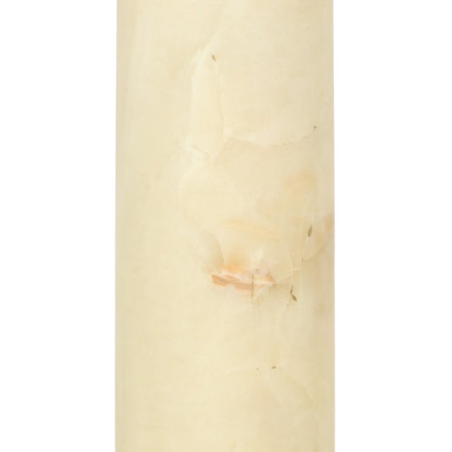 Antique column or pedestal made of onyx marble and bronze details, entirely in classical style, a square top, cylindrical...