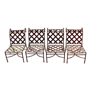 Late 20th Century Lane Venture Faux Tortoise Patio Garden Side Chairs - Set of 4