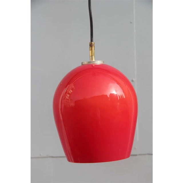 Vistosi round small midcentury Italian chandelier ruby red, 1950s. Only glass cm.20 x 22 height. 1 light bulb E27 Max 80...