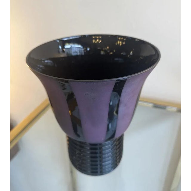 Art Deco Vase in Black Hyalite Glass, 1930 For Sale - Image 11 of 14