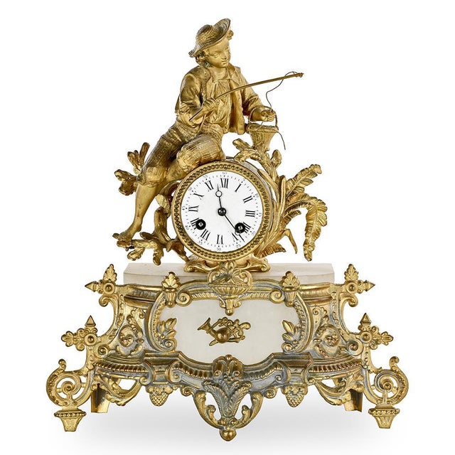 Gold Mantel Clock in Golden Regula For Sale - Image 8 of 8