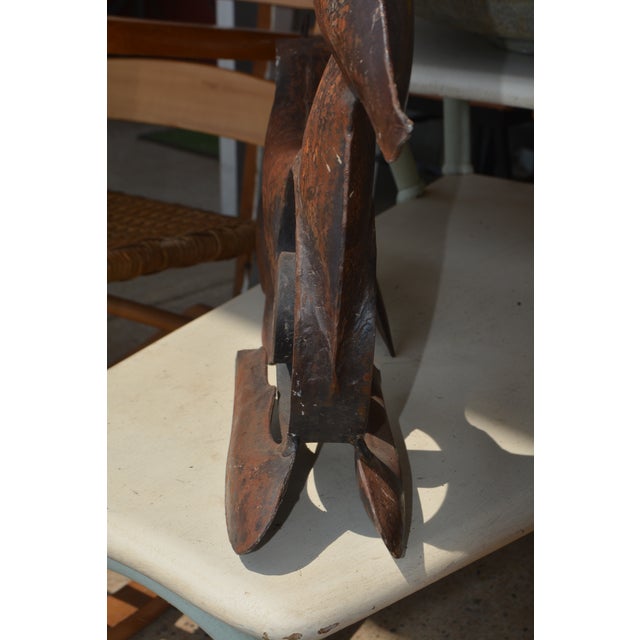 1980s Brutalist / Rustic Hand Crafted Iron / Rust Metal Sitting Scroll Deer Sculpture Figurine For Sale - Image 15 of 16