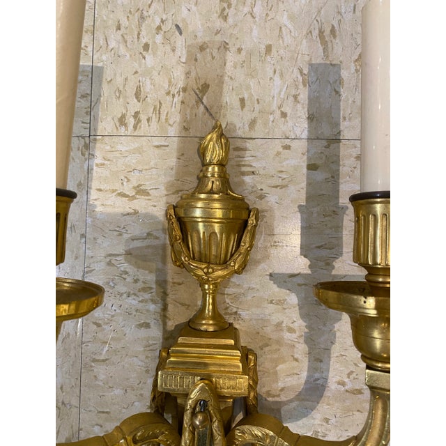 1900 Caldwell Gilt Bronze Sconces Neoclassical Style For Sale In New York - Image 6 of 12