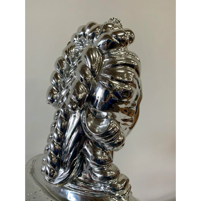 Metal Vintage Marie Antoinette Bust in Silver Metallic Finish Resin For Sale - Image 7 of 10