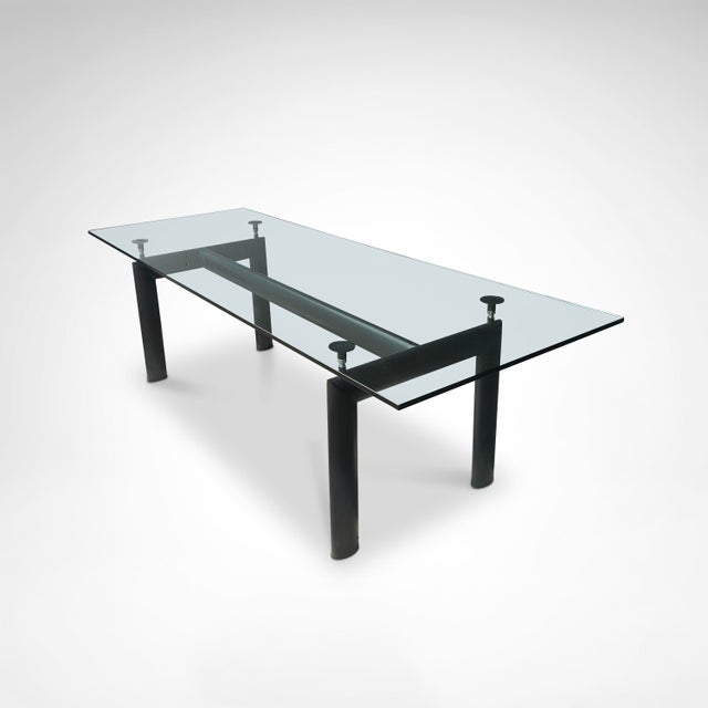 Black LC6 Glass and Metal Dining Table by Le Corbusier for Cassina, 1990s For Sale - Image 8 of 12