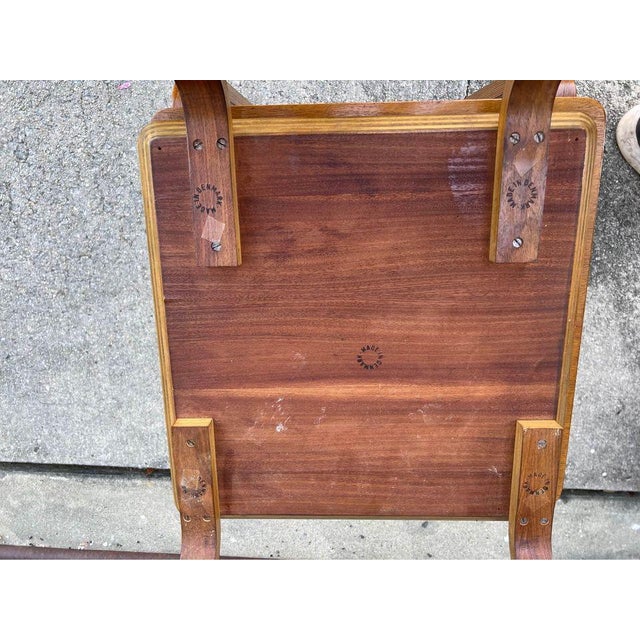 Alvar Aalto Style Pair Mid Century Danish Teak Side Tables. For Sale - Image 9 of 12