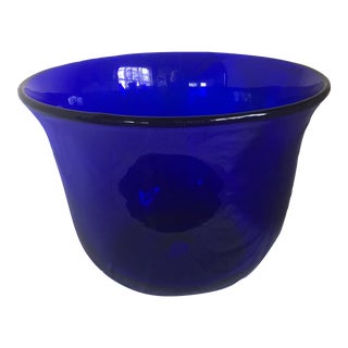 Antique Late 19th Century Cobalt Blue Glass Large Bowl For Sale