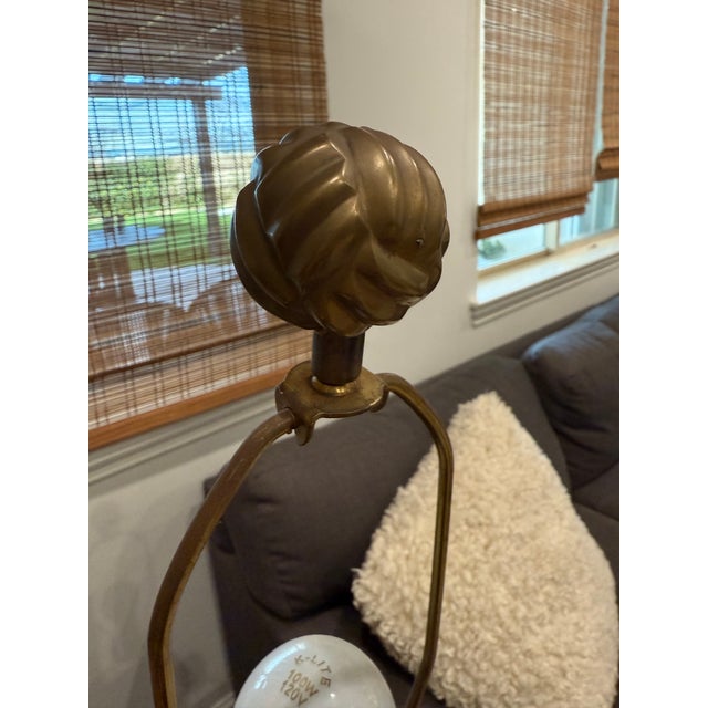 Ceramic Vintage 32” Hollywood v Regency Asian-Style Celadon Ceramic Table Lamp For Sale - Image 7 of 9