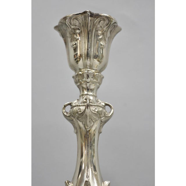 Antique Silver Plated WMF Warsaw Imperial Russia 12" Candlestick Holders - Pair For Sale - Image 11 of 18