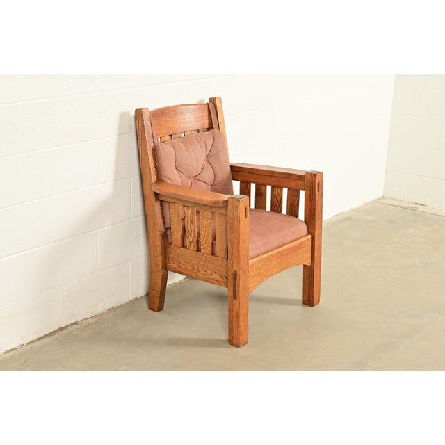 Harden Furniture Harden Furniture Antique Mission Oak Arts & Crafts Lounge Chair, Circa 1910 For Sale - Image 4 of 13