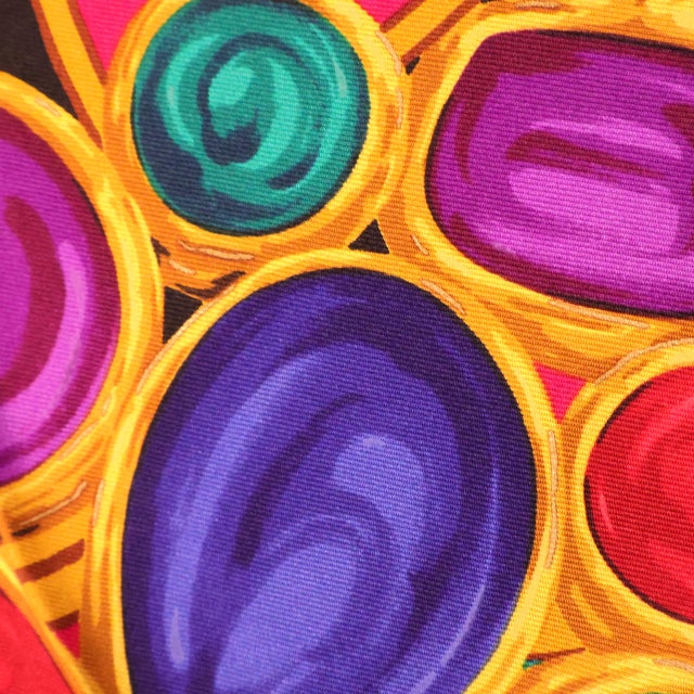 Contemporary Chanel Gripoix Gemstone & Jewelry Motif 90cm Silk Twill Scarf, Italy 1994 For Sale - Image 3 of 8