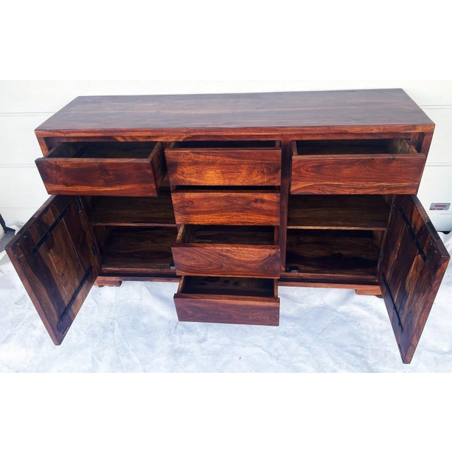 Large, heavy solid rosewood chest of drawers with 6 drawers, 1990s Chest of drawers made of solid exotic rosewood | Modern...