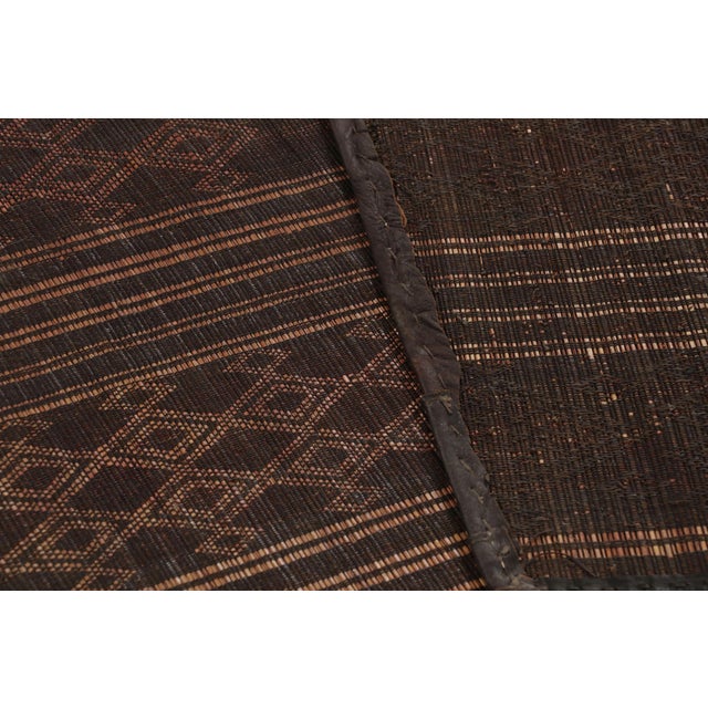 Vintage Tuareg Mat, Rich Brown With Bold Tribal Geometric Patterns - Rug & Kilim For Sale - Image 10 of 10