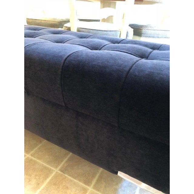 Metal Modern Mid Century Style Mohair Bench For Sale - Image 7 of 9