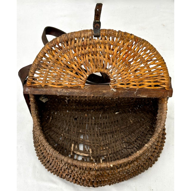 Large Antique American Folk Art Hand Made Hand Woven Wicker & Wood