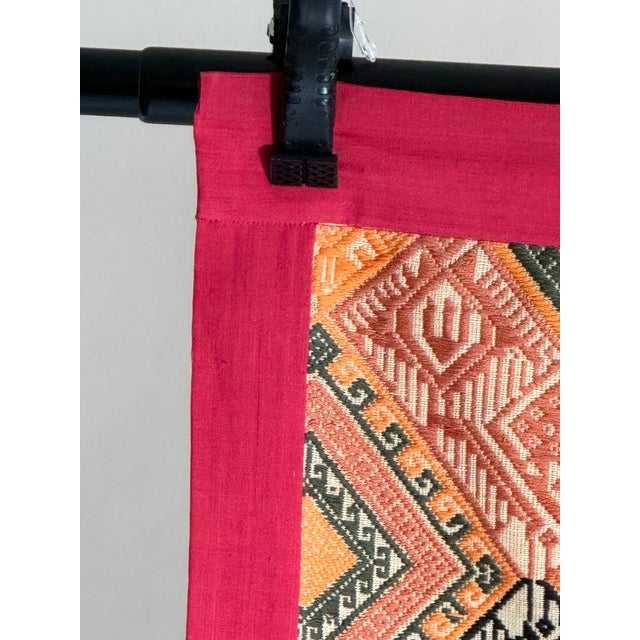 Ruby Red Mid 20th Century Colorful Hand-Embroidered Runner For Sale - Image 8 of 9